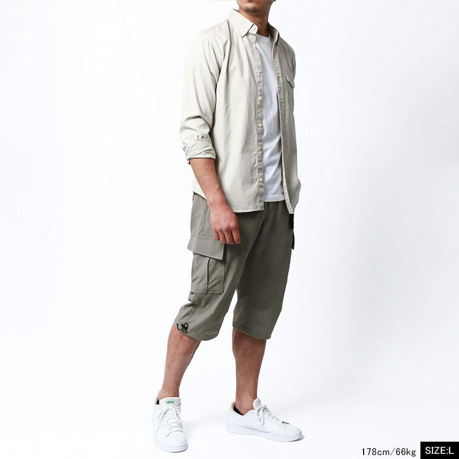 MRU エムアールユー 7分丈 カーゴパンツ メンズ 夏服 七分丈 ストレッチ UVカット ドライ ハーフパンツ ショートパンツ クロップドパンツ(5181120172)