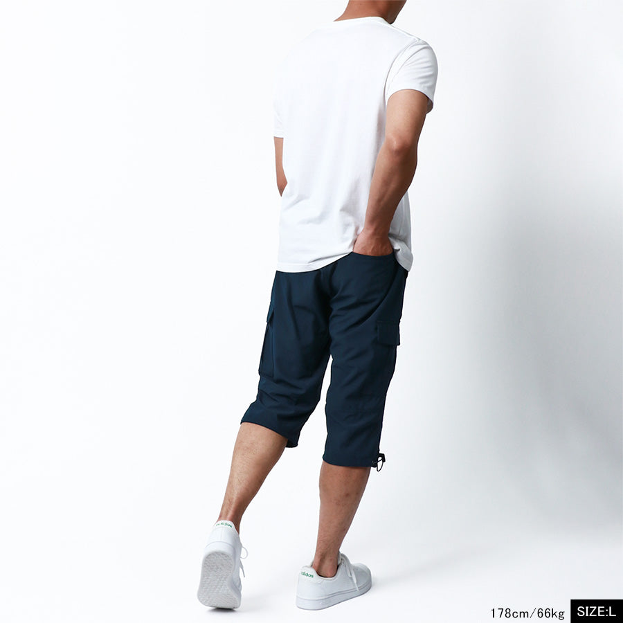 MRU エムアールユー 7分丈 カーゴパンツ メンズ 夏服 七分丈 ストレッチ UVカット ドライ ハーフパンツ ショートパンツ クロップドパンツ(5181120172)