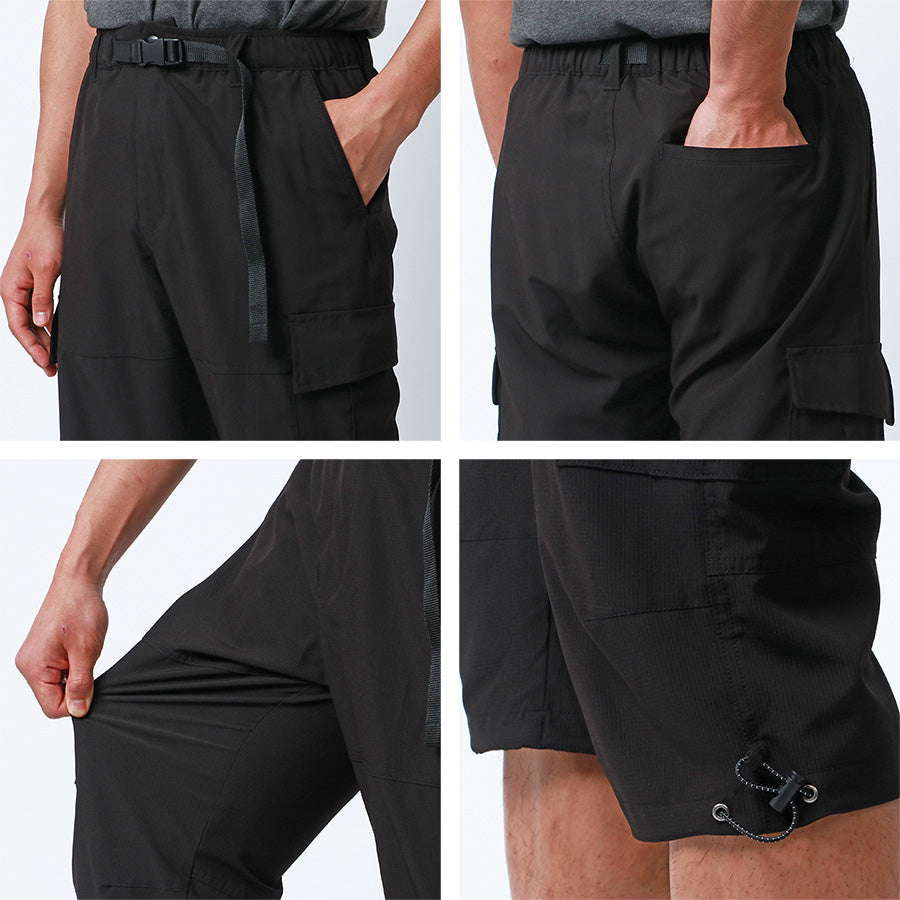 MRU エムアールユー 7分丈 カーゴパンツ メンズ 夏服 七分丈 ストレッチ UVカット ドライ ハーフパンツ ショートパンツ クロップドパンツ(5181120172)