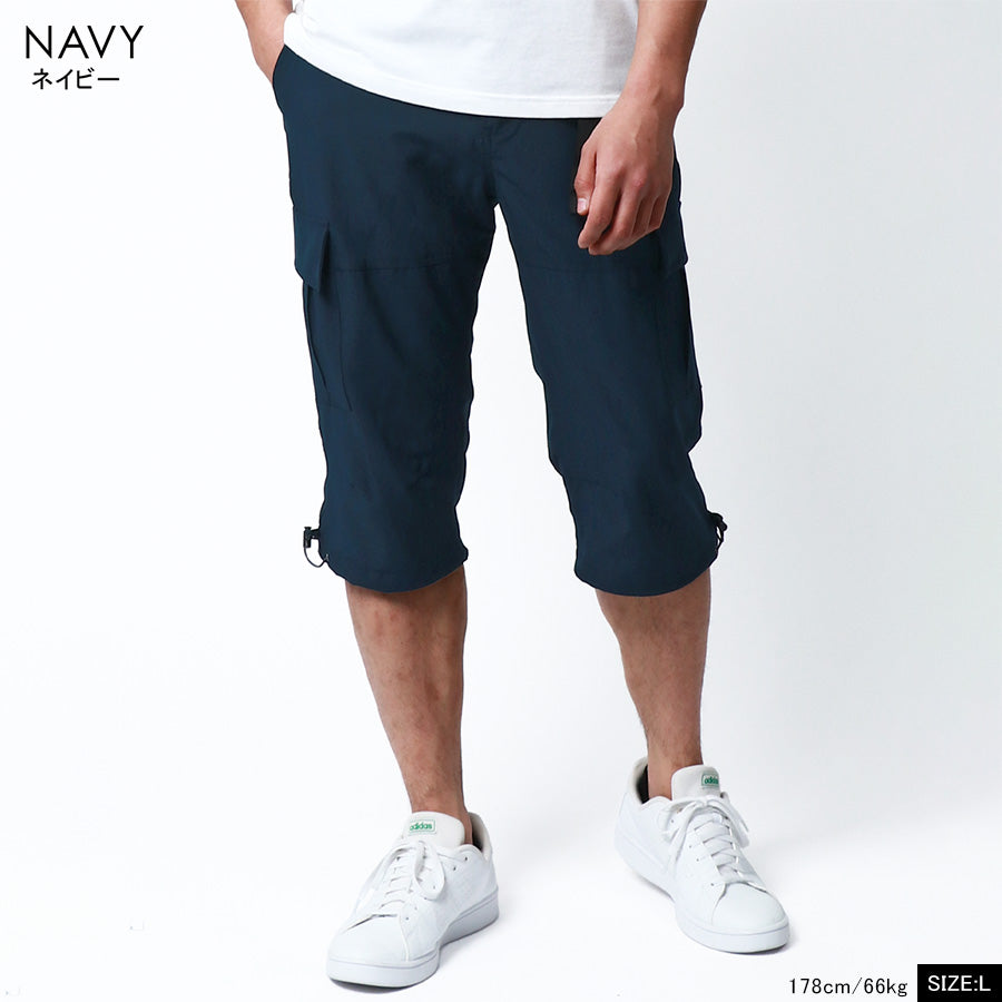 MRU エムアールユー 7分丈 カーゴパンツ メンズ 夏服 七分丈 ストレッチ UVカット ドライ ハーフパンツ ショートパンツ クロップドパンツ(5181120172)