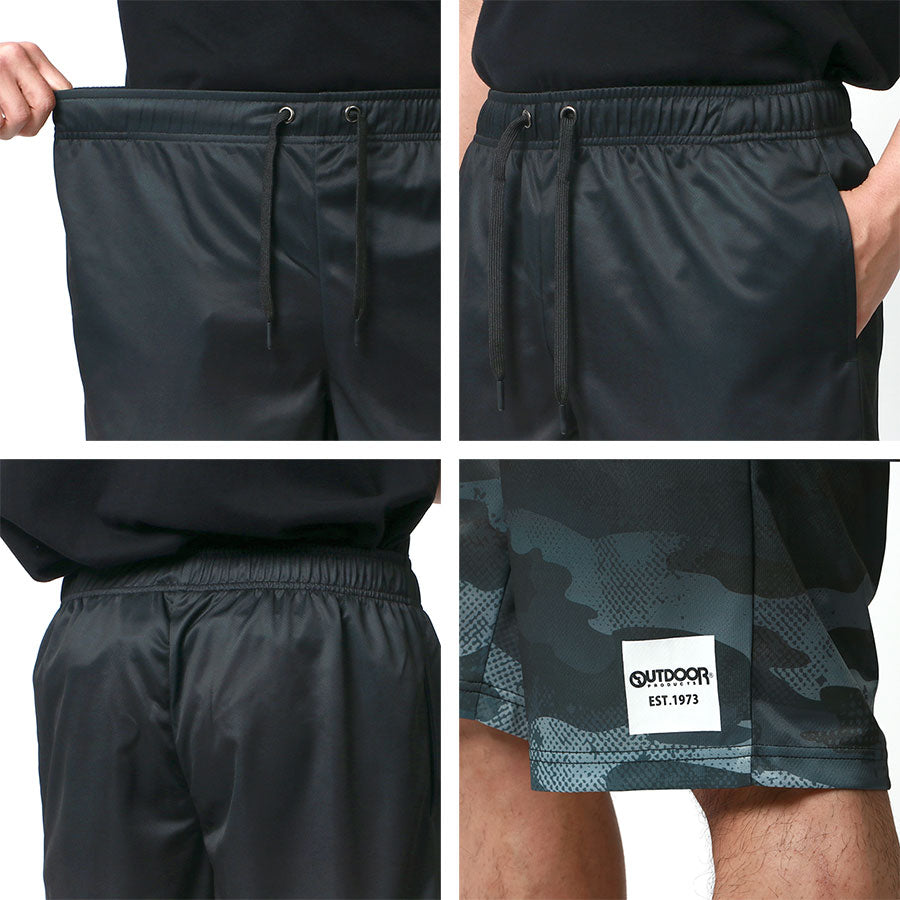 OUTDOOR PRODUCTS アウトドアプロダクツ ハーフパンツ メンズ 夏服 ドライメッシュ カモフラ グラデーション イージーパンツ ボトム ボトムス 短パン 迷彩(5181690008)