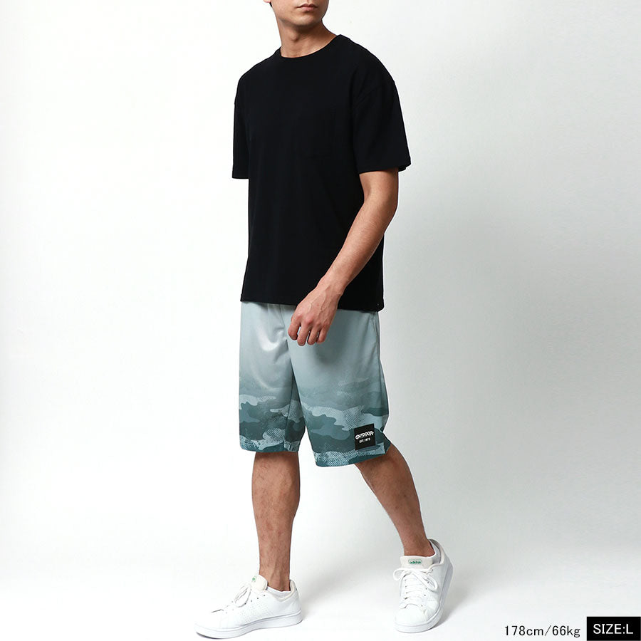 OUTDOOR PRODUCTS アウトドアプロダクツ ハーフパンツ メンズ 夏服 ドライメッシュ カモフラ グラデーション イージーパンツ ボトム ボトムス 短パン 迷彩(5181690008)