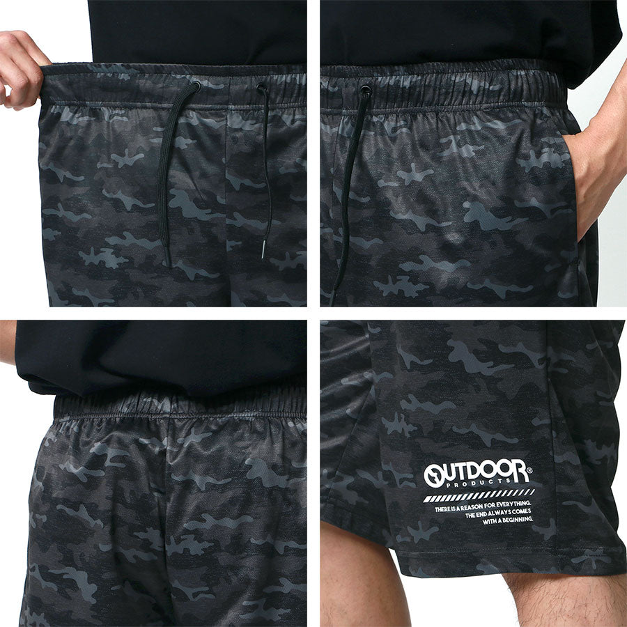 OUTDOOR PRODUCTS アウトドアプロダクツ ハーフパンツ メンズ 夏服 ドライメッシュ カモフラ 吸水速乾 イージーパンツ 短パン ボトム ボトムス 速乾 ドライ 迷彩(5181690009)