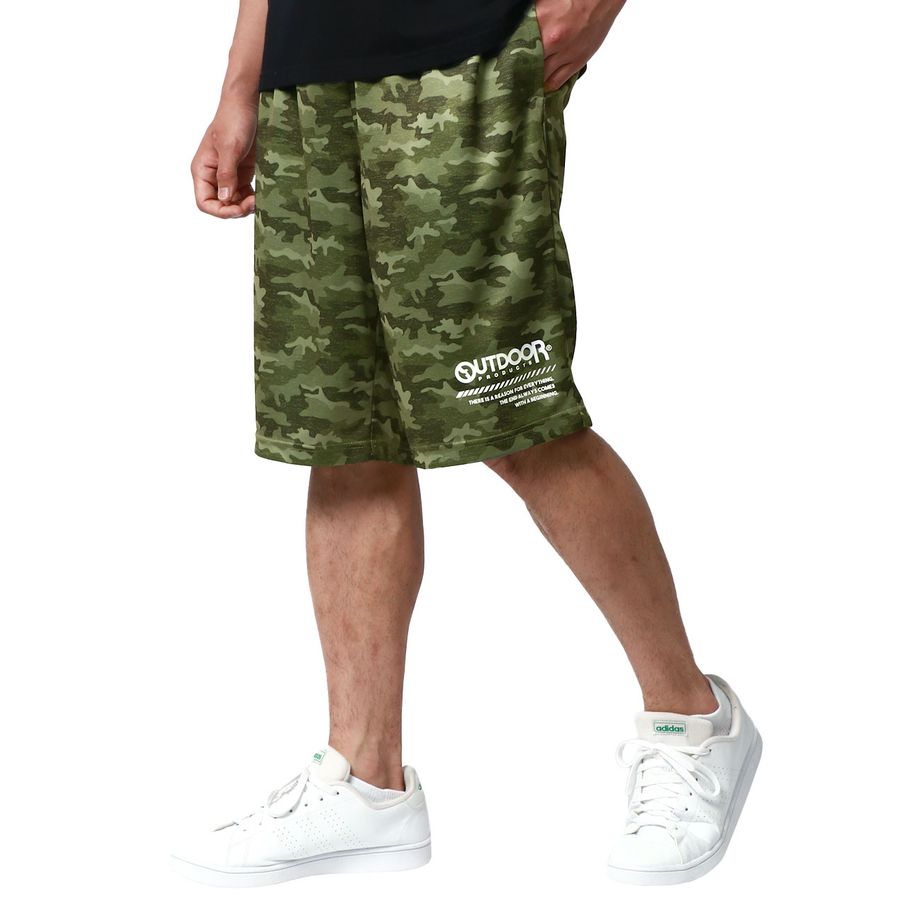 OUTDOOR PRODUCTS アウトドアプロダクツ ハーフパンツ メンズ 夏服 ドライメッシュ カモフラ 吸水速乾 イージーパンツ 短パン ボトム ボトムス 速乾 ドライ 迷彩(5181690009)