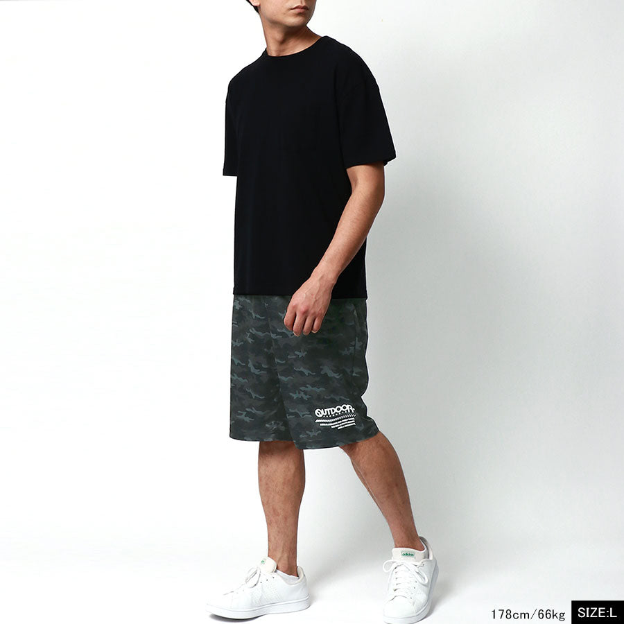 OUTDOOR PRODUCTS アウトドアプロダクツ ハーフパンツ メンズ 夏服 ドライメッシュ カモフラ 吸水速乾 イージーパンツ 短パン ボトム ボトムス 速乾 ドライ 迷彩(5181690009)
