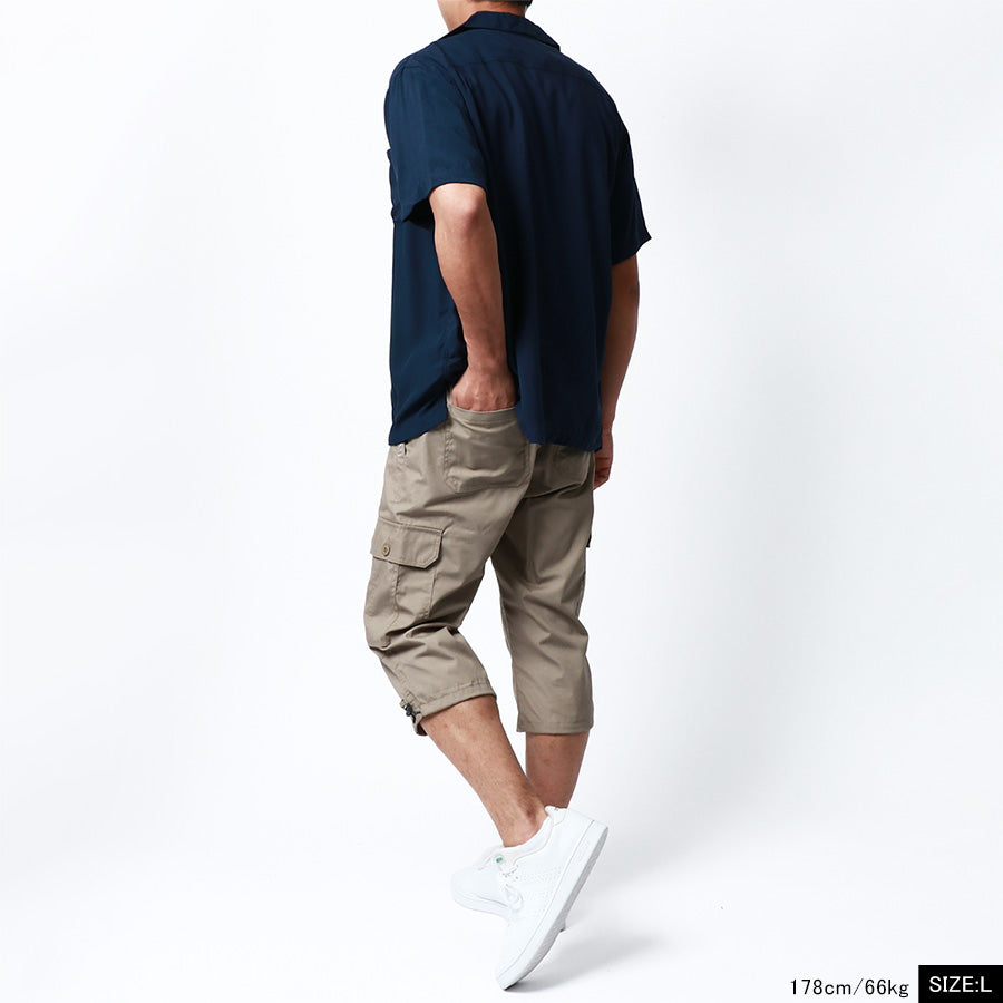 OUTDOOR PRODUCTS アウトドアプロダクツ カーゴパンツ メンズ 夏用 夏服 涼しい クロップドパンツ ひざ下 7分丈 七分丈 ブランド 無地 ワンポイント ロゴ 刺繍 ハーフパンツ ショートパンツ(5181690010)