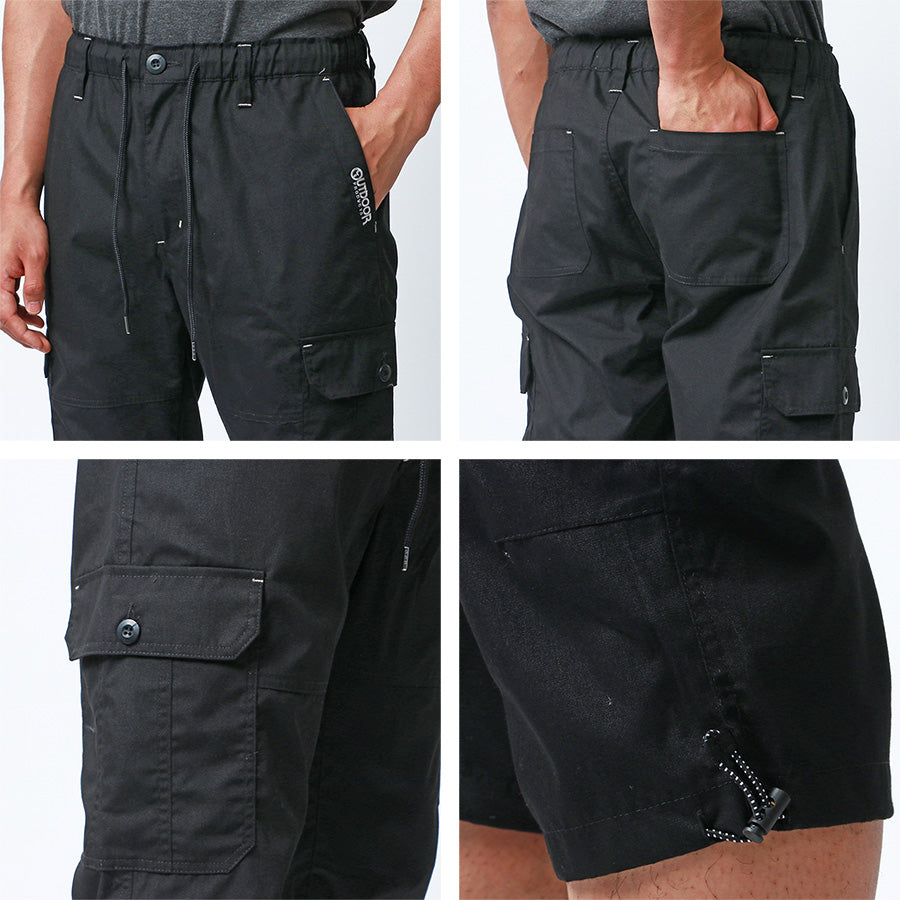 OUTDOOR PRODUCTS アウトドアプロダクツ カーゴパンツ メンズ 夏用 夏服 涼しい クロップドパンツ ひざ下 7分丈 七分丈 ブランド 無地 ワンポイント ロゴ 刺繍 ハーフパンツ ショートパンツ(5181690010)