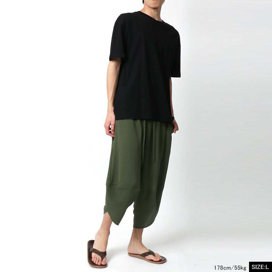 marukawa アラジンパンツ 無地 速乾 軽量 ストレッチ サルエルパンツ ワイドパンツ クロップドパンツ イージーパンツ(5192000116)