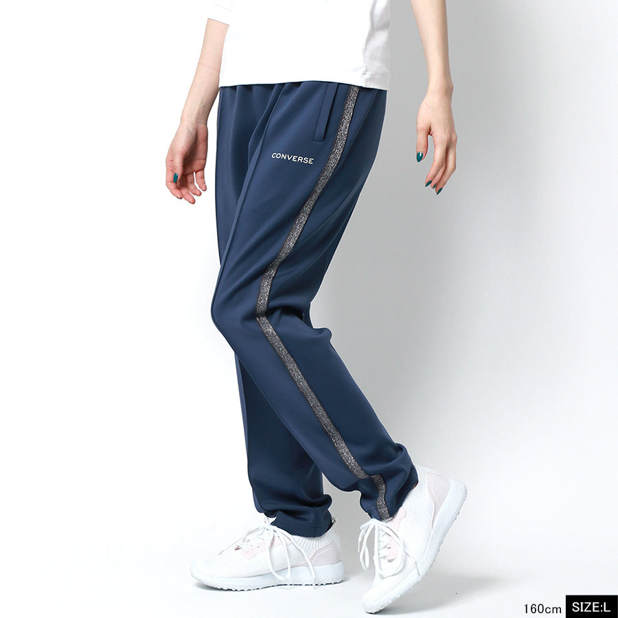 CONVERSE コンバース トラックパンツ レディース サイド ラメ ライン UVカット ストレッチ ジャージ 下 ジャージパンツ ズボン ボトム ボトムス スポーツ トレーニング ヨガ フィットネス(5392280062)