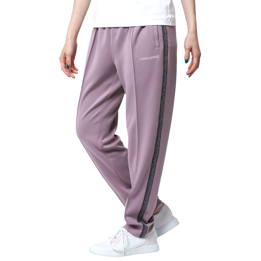 CONVERSE コンバース トラックパンツ レディース サイド ラメ ライン UVカット ストレッチ ジャージ 下 ジャージパンツ ズボン ボトム ボトムス スポーツ トレーニング ヨガ フィットネス(5392280062)