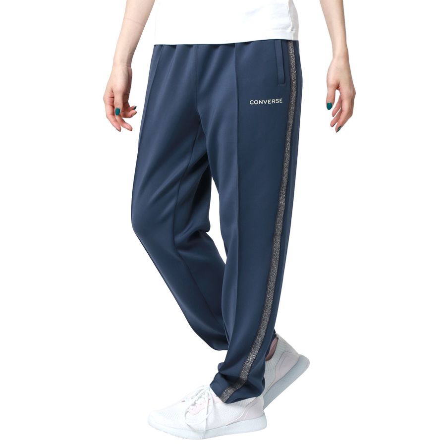 CONVERSE コンバース トラックパンツ レディース サイド ラメ ライン UVカット ストレッチ ジャージ 下 ジャージパンツ ズボン ボトム ボトムス スポーツ トレーニング ヨガ フィットネス(5392280062)
