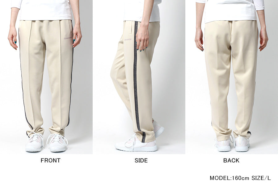 CONVERSE コンバース トラックパンツ レディース サイド ラメ ライン UVカット ストレッチ ジャージ 下 ジャージパンツ ズボン ボトム ボトムス スポーツ トレーニング ヨガ フィットネス(5392280062)