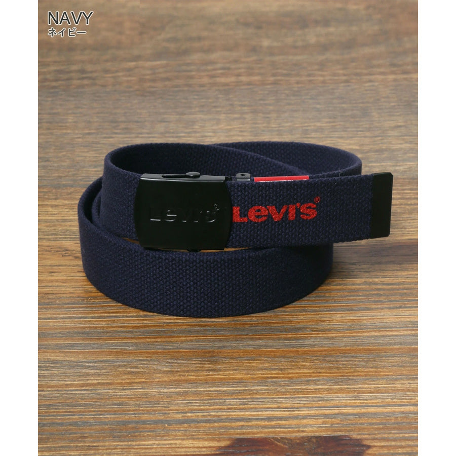 Levi's リーバイス GI ガチャベルト 35mm ブラックバックル 日本製 MADE IN JAPAN ブランド ロゴ ロングサイズ カジュアル ワーク 長さの調整~115cmまで可能(7718990029)