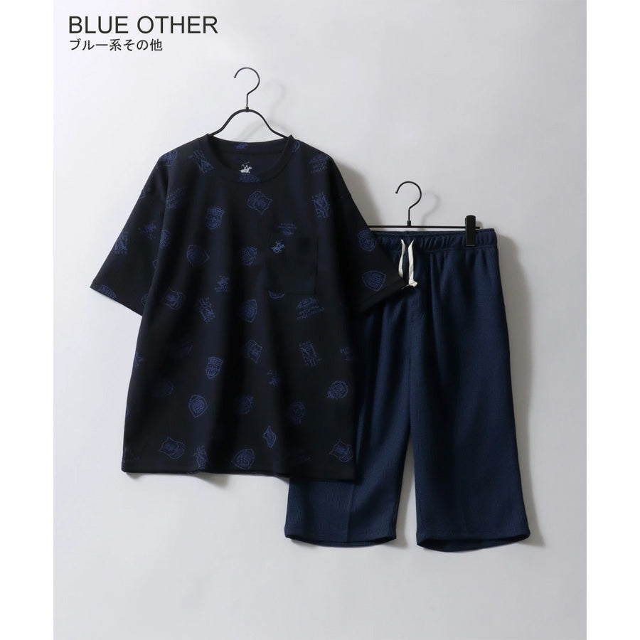 BEVERLY HILLS POLO CLUB ビバリーヒルズポロクラブ 上下セット 夏用 セットアップ メンズ レディース ユニセックス 別注 ルームウェア 部屋着 パジャマ ナイトウェア 半袖Tシャツ ハーフパンツ ドライワッフル(0162280054)