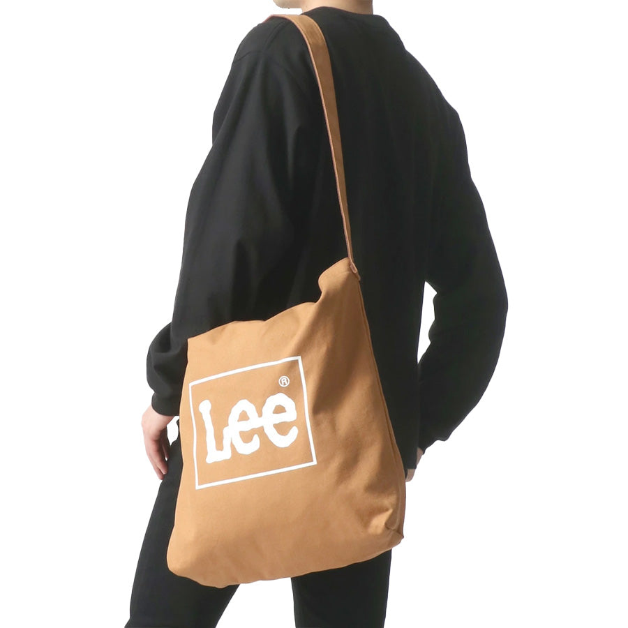 Lee リー ショルダーバッグ キャンバス 2WAY レディース メンズ ユニセックス トートバッグ ロゴプリント ミニボックスロゴ 刺繍 無地 バックポケット ミニポケット 収納 B4 大容量 通勤 通学 デイリーユース(7787840001)