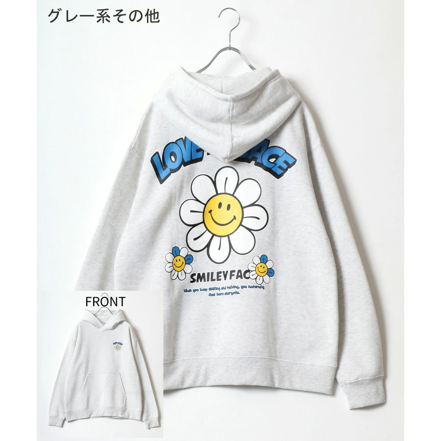 SMILEY FACE スマイリーフェイス スウェット パーカー メンズ 裏起毛 プルパーカー フーディ フーディー ワンポイント刺繍 スエット レディース(0132510130)
