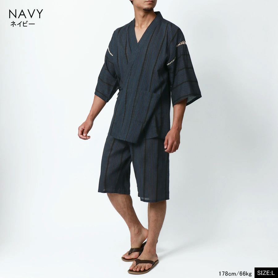 marukawa 甚平 甚兵衛 メンズ 涼しい おしゃれ 大きいサイズ じんべい jinbei しじら織 生地 半袖 上下セット 綿100 和服 和装 ルームウェア お祭り 花火大会 イベント(3192210014)