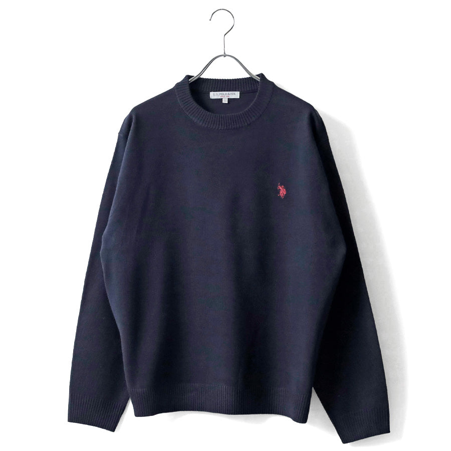 U.S. POLO ASSN. ユーエスポロアッスン ニット セーター メンズ レディース ユニセックス オーバーサイズ ハイゲージニット ブランド ロゴ ワンポイント刺繍 クルーネック(1137140001)