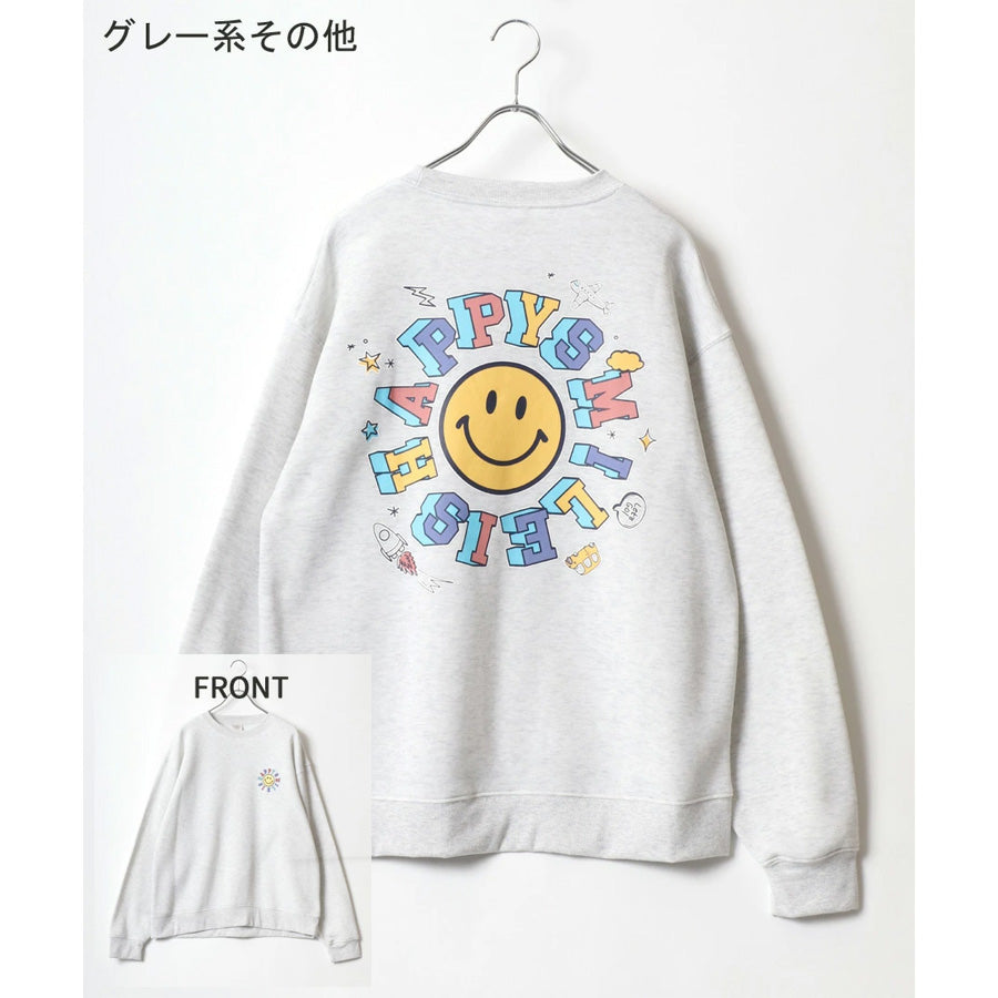 SMILEY FACE スマイリーフェイス スウェット トレーナー メンズ 裏起毛 ビッグシルエット ゆったり シンプル ロゴ入り 長袖 大きいサイズ おしゃれ かわいい レディース(0122510146)