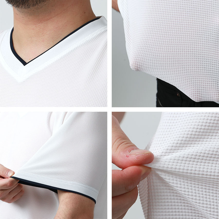 【大きいサイズ】DISCUS ディスカス 大きいサイズ Tシャツ 吸汗速乾 抗菌消臭 Vネック ワッフル 無地 半袖(6812280879)