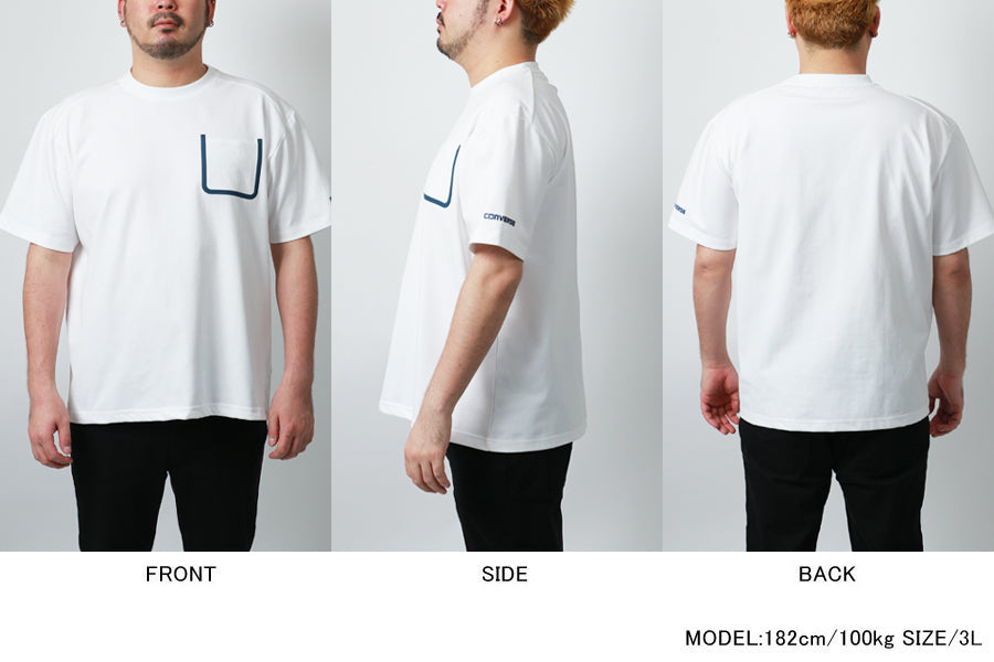 【大きいサイズ】CONVERSE コンバース 大きいサイズ Tシャツ 吸汗速乾 無地 半袖 ポケット 付き ポケットTシャツ(6812280885)