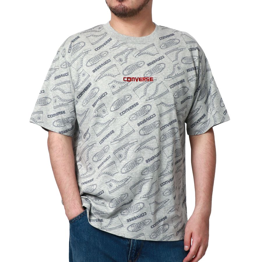 【大きいサイズ】CONVERSE コンバース Tシャツ メンズ 大きいサイズ 夏服 総柄 プリント 半袖 ティーシャツ アメカジ カジュアル(6812280897)