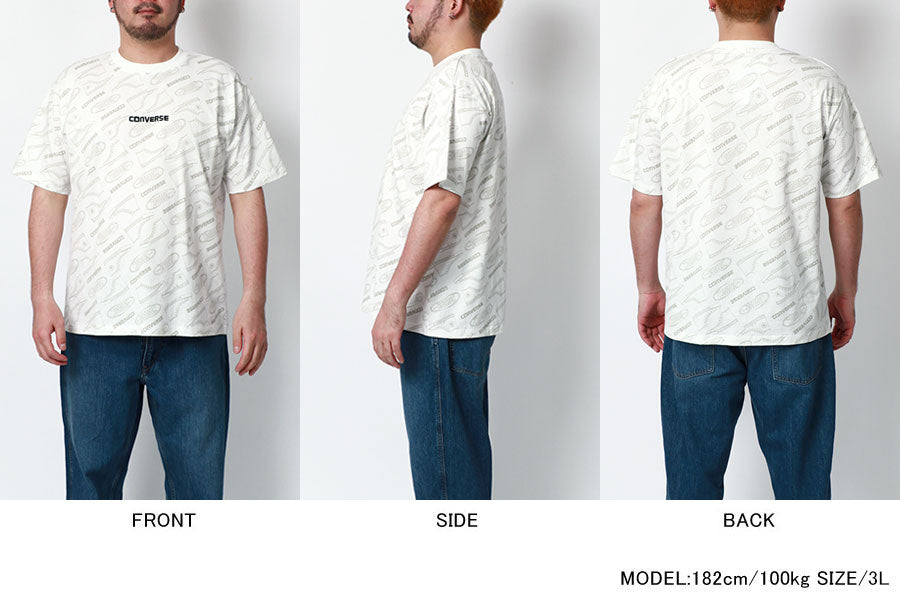 【大きいサイズ】CONVERSE コンバース Tシャツ メンズ 大きいサイズ 夏服 総柄 プリント 半袖 ティーシャツ アメカジ カジュアル(6812280897)
