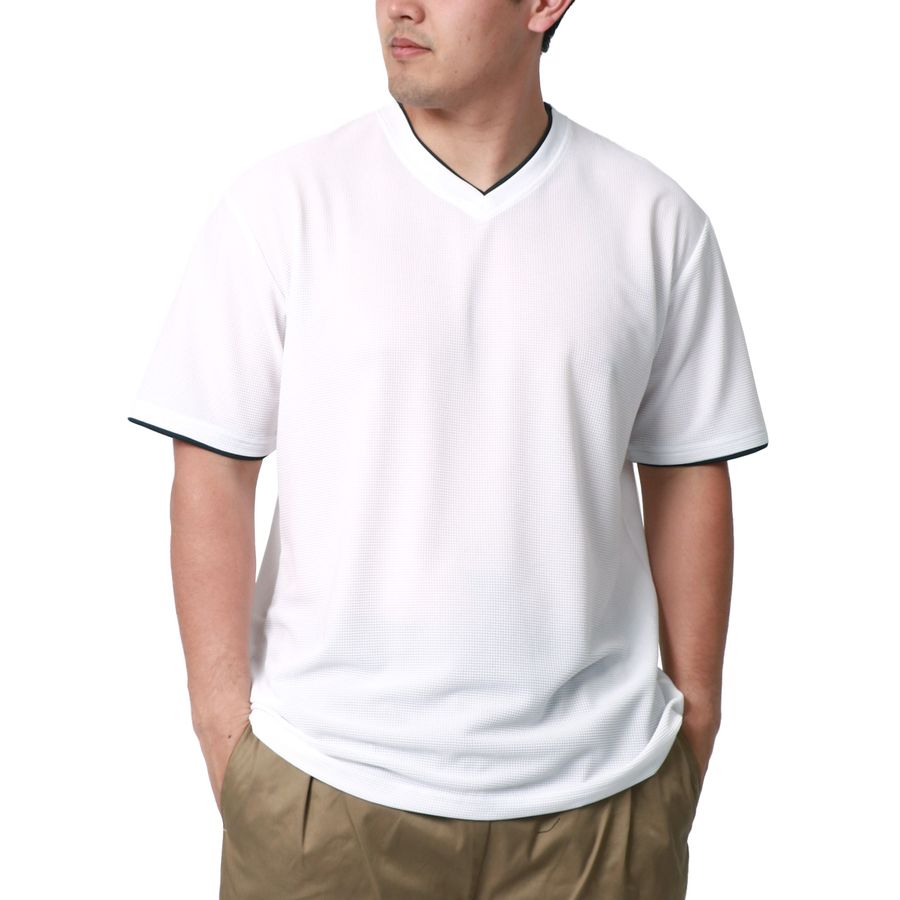 【大きいサイズ】DISCUS SPORTEC ディスカス スポーテック Tシャツ メンズ 半袖 大きいサイズ 夏服 Vネック ワッフル 無地 吸汗速乾 消臭抗菌 ティーシャツ 速乾 ドライ(6812280901)