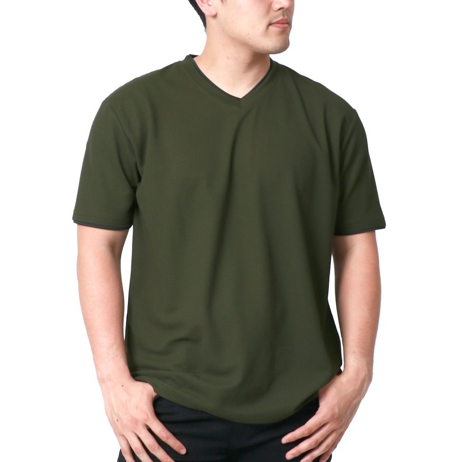 【大きいサイズ】DISCUS SPORTEC ディスカス スポーテック Tシャツ メンズ 半袖 大きいサイズ 夏服 Vネック ワッフル 無地 吸汗速乾 消臭抗菌 ティーシャツ 速乾 ドライ(6812280901)