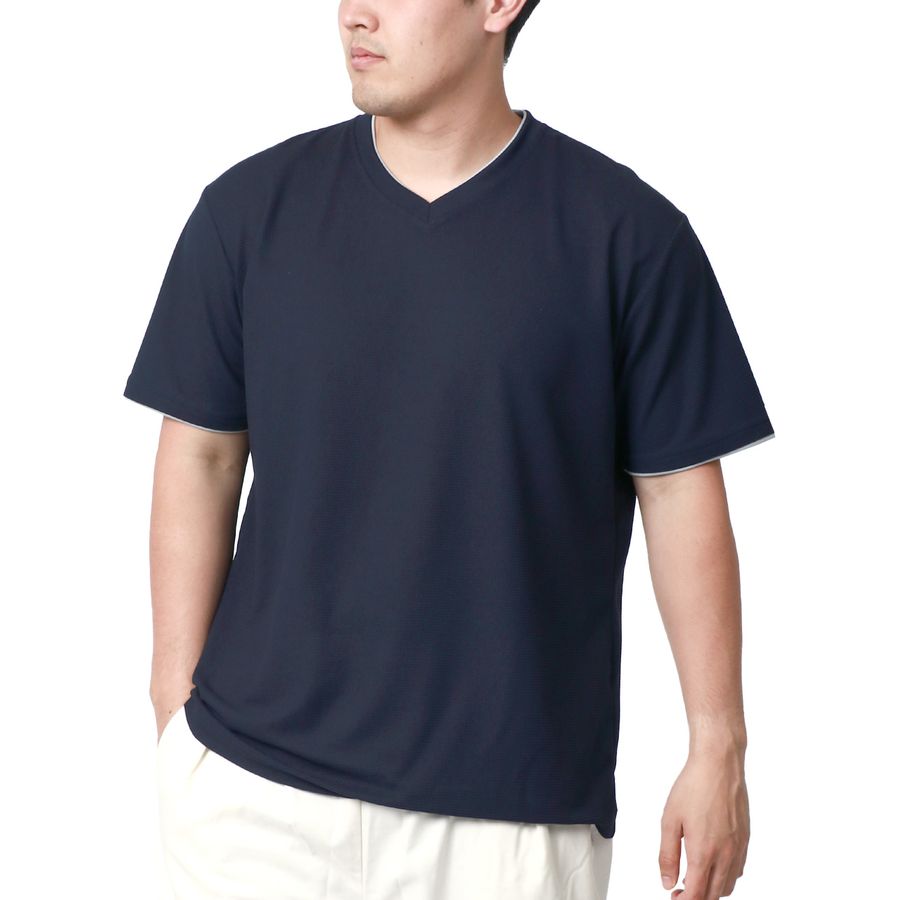 【大きいサイズ】DISCUS SPORTEC ディスカス スポーテック Tシャツ メンズ 半袖 大きいサイズ 夏服 Vネック ワッフル 無地 吸汗速乾 消臭抗菌 ティーシャツ 速乾 ドライ(6812280901)