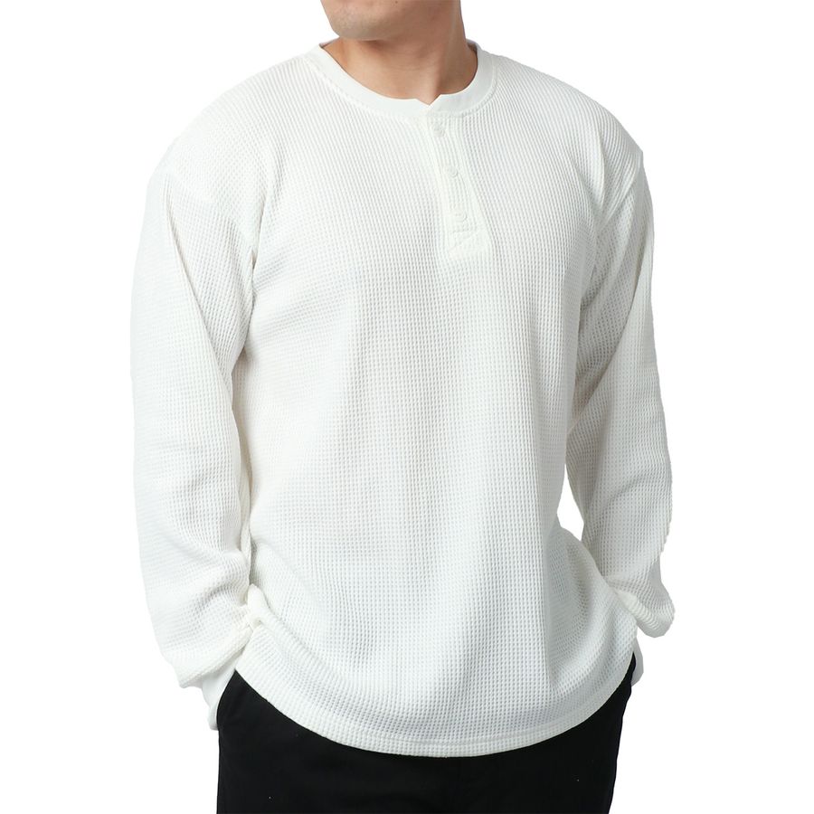 【大きいサイズ】MRU エムアールユー Tシャツ 長袖 大きいサイズ 秋冬 ヘンリーネック ワッフル 無地(6815030001)