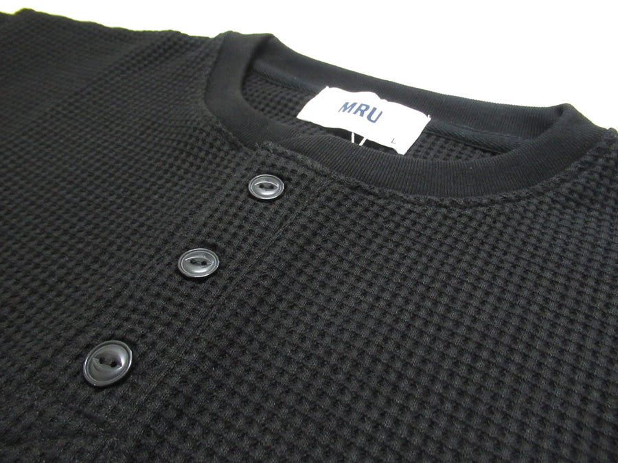 【大きいサイズ】MRU エムアールユー Tシャツ 長袖 大きいサイズ 秋冬 ヘンリーネック ワッフル 無地(6815030001)
