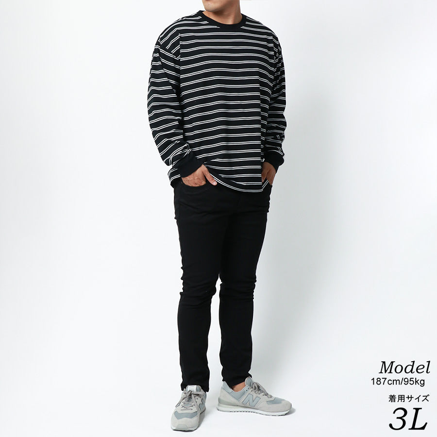 【大きいサイズ】MRU エムアールユーTシャツ 長袖 大きいサイズ キングサイズ 吸汗速乾 UVカット ボーダー(6815030003)