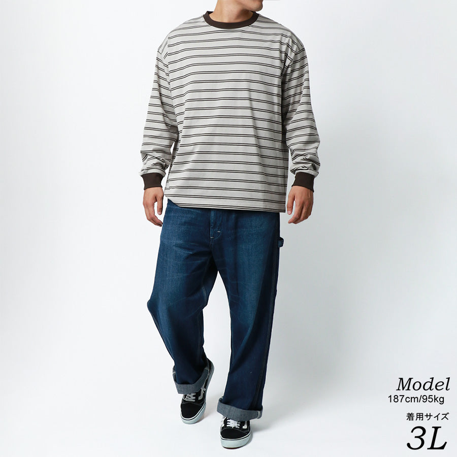 【大きいサイズ】MRU エムアールユーTシャツ 長袖 大きいサイズ キングサイズ 吸汗速乾 UVカット ボーダー(6815030003)