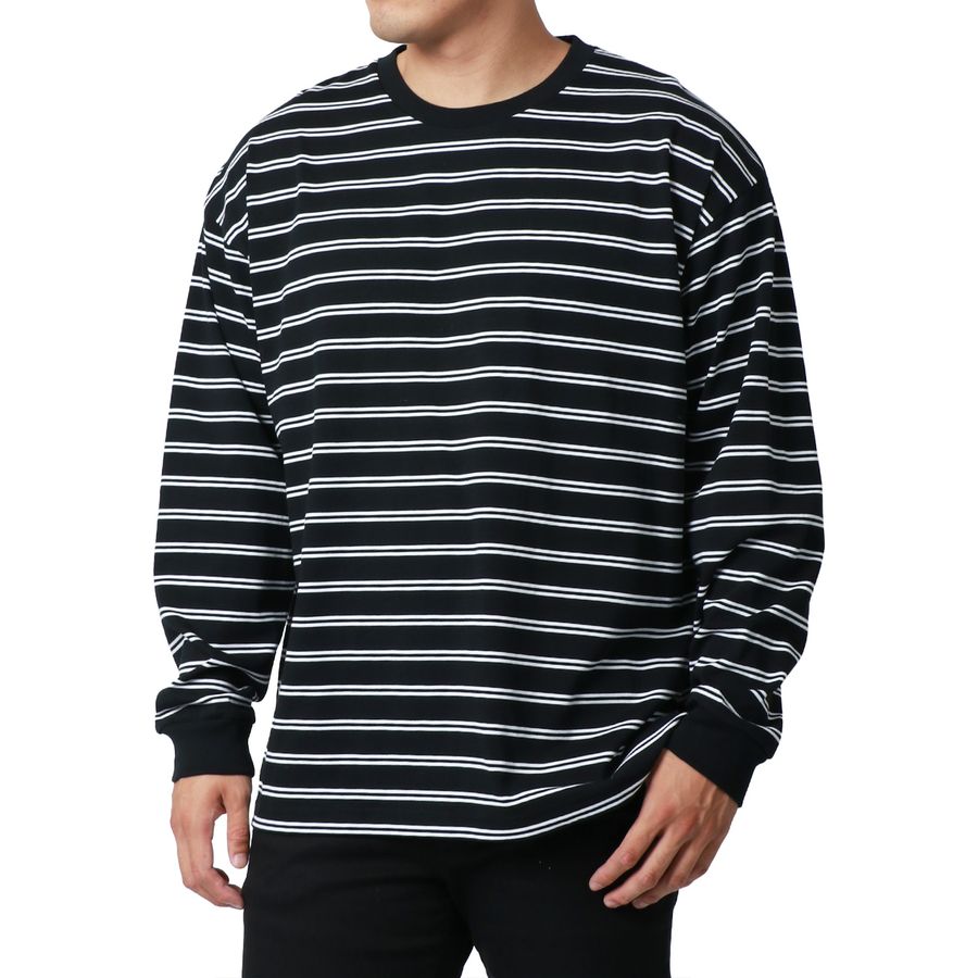 【大きいサイズ】MRU エムアールユーTシャツ 長袖 大きいサイズ キングサイズ 吸汗速乾 UVカット ボーダー(6815030003)