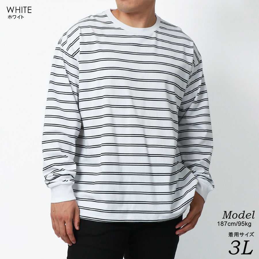 【大きいサイズ】MRU エムアールユーTシャツ 長袖 大きいサイズ キングサイズ 吸汗速乾 UVカット ボーダー(6815030003)