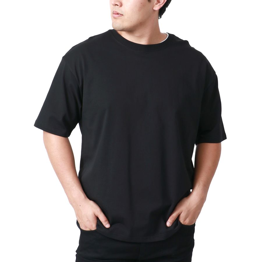 【大きいサイズ】MRU エムアールユー 大きいサイズ メンズ Tシャツ 半袖 無地 吸汗速乾 速乾 ドライ 接触冷感 UVカット ティーシャツ 綿 コットン シンプル(6815030007)