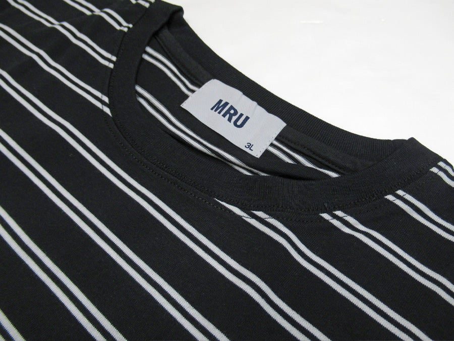 【大きいサイズ】MRU エムアールユー 大きいサイズ メンズ Tシャツ 半袖 ボーダー 吸汗速乾 接触冷感 UVカット 速乾 ドライ ティーシャツ(6815030008)