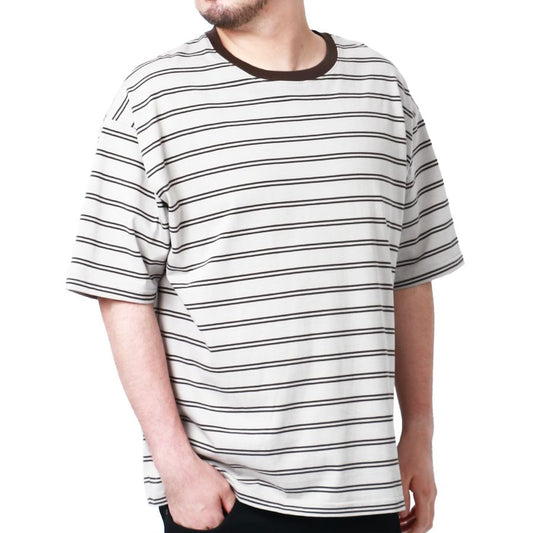 【大きいサイズ】MRU エムアールユー 大きいサイズ メンズ Tシャツ 半袖 ボーダー 吸汗速乾 接触冷感 UVカット 速乾 ドライ ティーシャツ(6815030008)