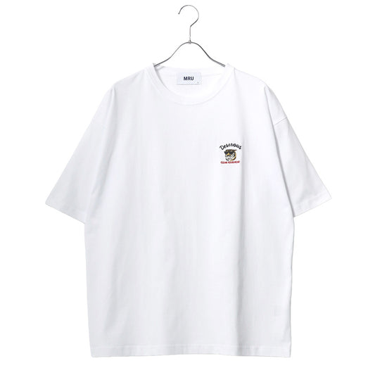 【大きいサイズ】MRU エムアールユー ワンポイント刺繍 Tシャツ 半袖 大きいサイズ メンズ レディース ユニセックス アニマル 髭おじさん 綿100 シンプル ミニ刺繍 デザイン ベーシック ややゆったり ビッグシルエット オーバーサイズ(6815030009)