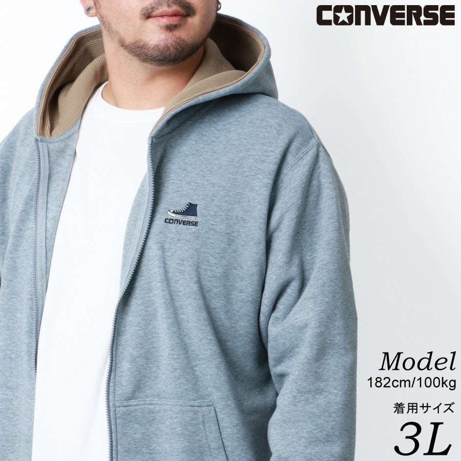 【大きいサイズ】CONVERSE コンバース パーカー メンズ 大きいサイズ ブランド スウェット スエット ストリート ロゴ ゆったり 秋冬 裏起毛 ワンポイント ロゴ 刺繍 フルジップ ジップアップ(6822280209)