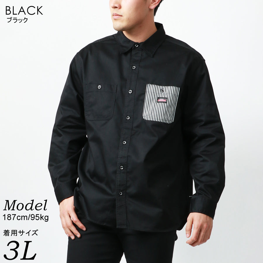 【大きいサイズ】Dickies ディッキーズ 大きいサイズ ツイル バック ロゴ プリント シャツ(6842280598)