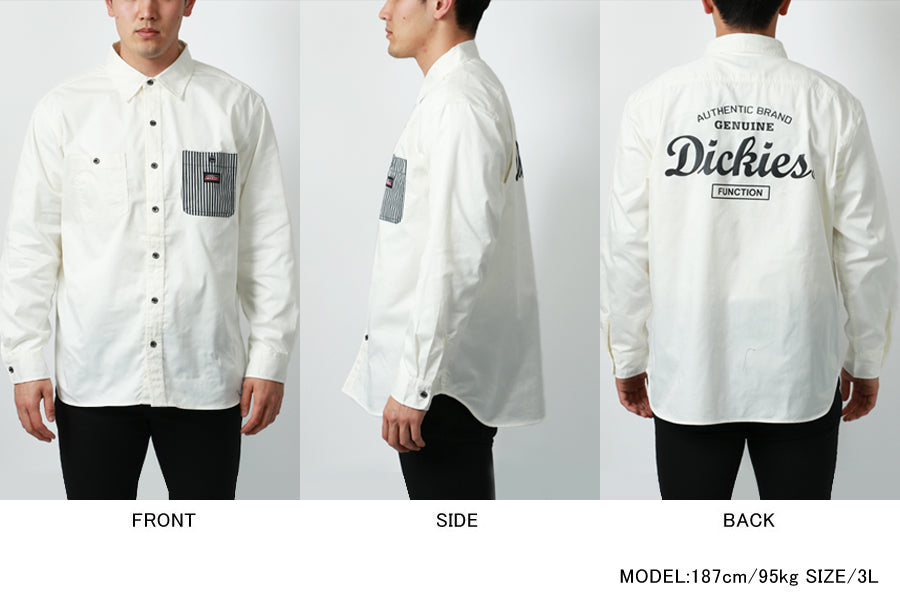 【大きいサイズ】Dickies ディッキーズ 大きいサイズ ツイル バック ロゴ プリント シャツ(6842280598)