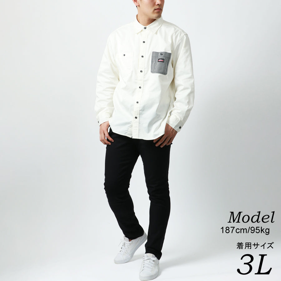 【大きいサイズ】Dickies ディッキーズ 大きいサイズ ツイル バック ロゴ プリント シャツ(6842280598)