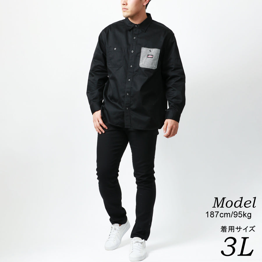 【大きいサイズ】Dickies ディッキーズ 大きいサイズ ツイル バック ロゴ プリント シャツ(6842280598)
