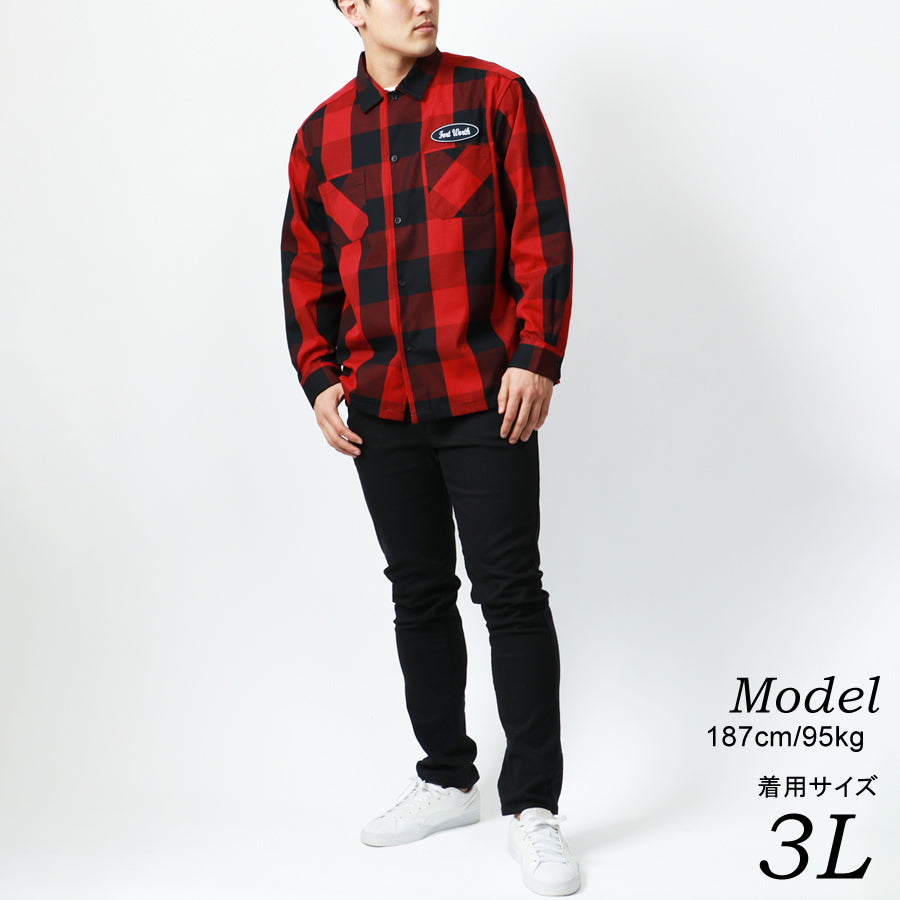 【大きいサイズ】Dickies ディッキーズ 大きいサイズ ワッペン 付き ワークシャツ チェックシャツ(6842280599)
