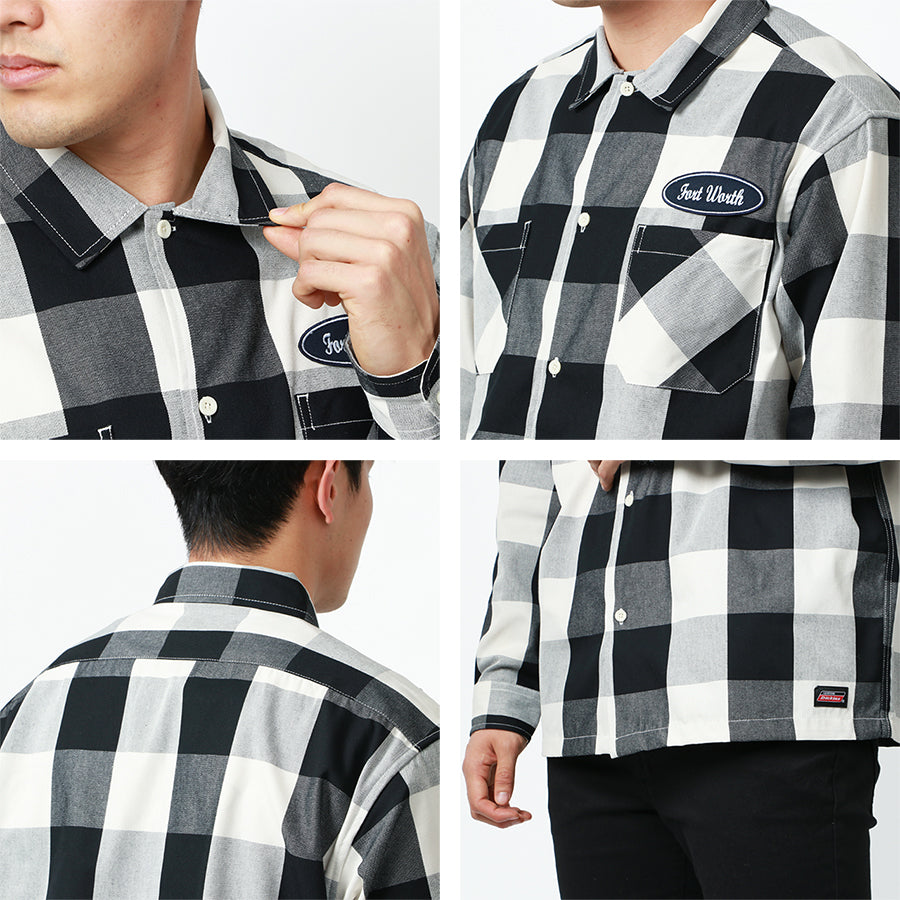 【大きいサイズ】Dickies ディッキーズ 大きいサイズ ワッペン 付き ワークシャツ チェックシャツ(6842280599)