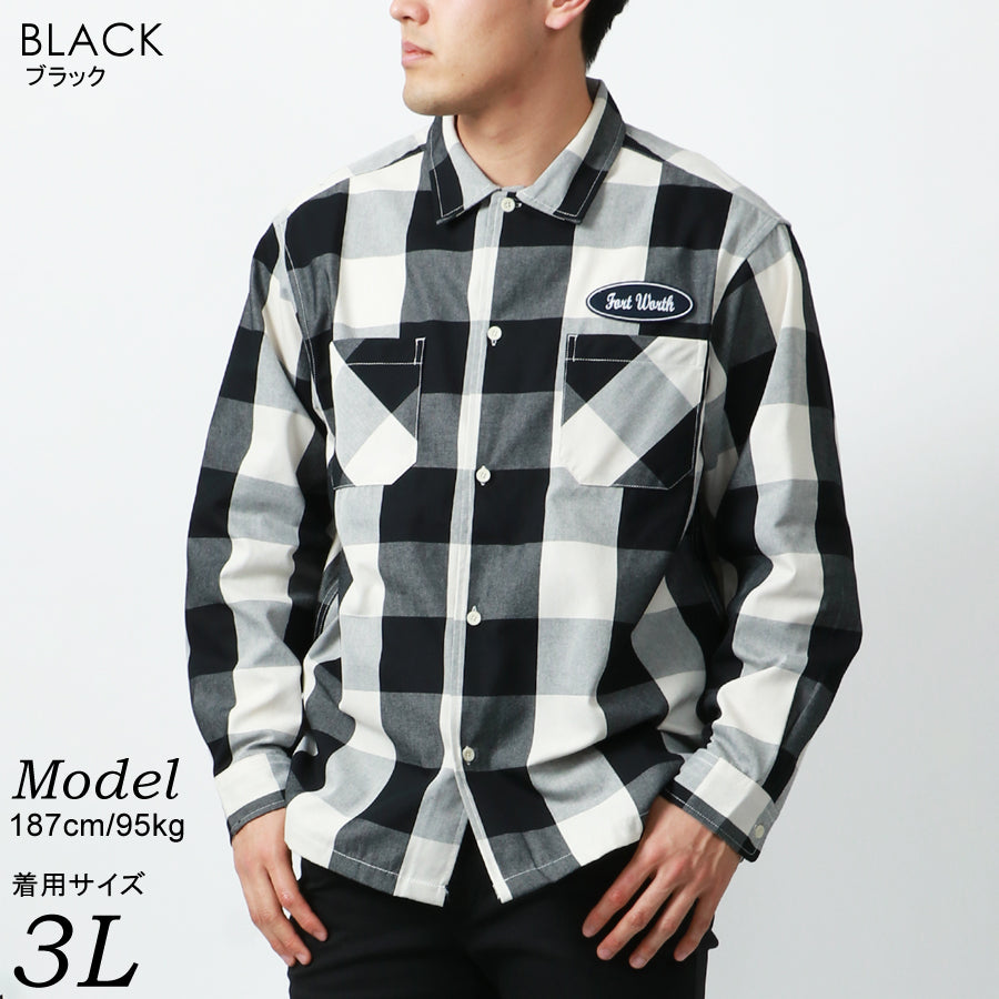 【大きいサイズ】Dickies ディッキーズ 大きいサイズ ワッペン 付き ワークシャツ チェックシャツ(6842280599)