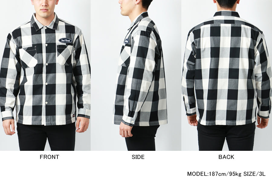 【大きいサイズ】Dickies ディッキーズ 大きいサイズ ワッペン 付き ワークシャツ チェックシャツ(6842280599)