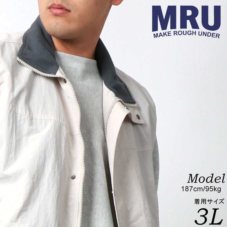 【大きいサイズ】MRU エムアールユー 裏フリース ナイロンベスト 大きいサイズ キングサイズ 撥水加工 防寒 アウター(6853300064)